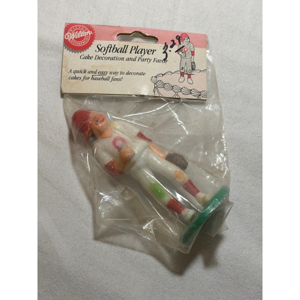Vintage 1991 Wilton Softball Player Cake Topper Decoration 2113-3705 New